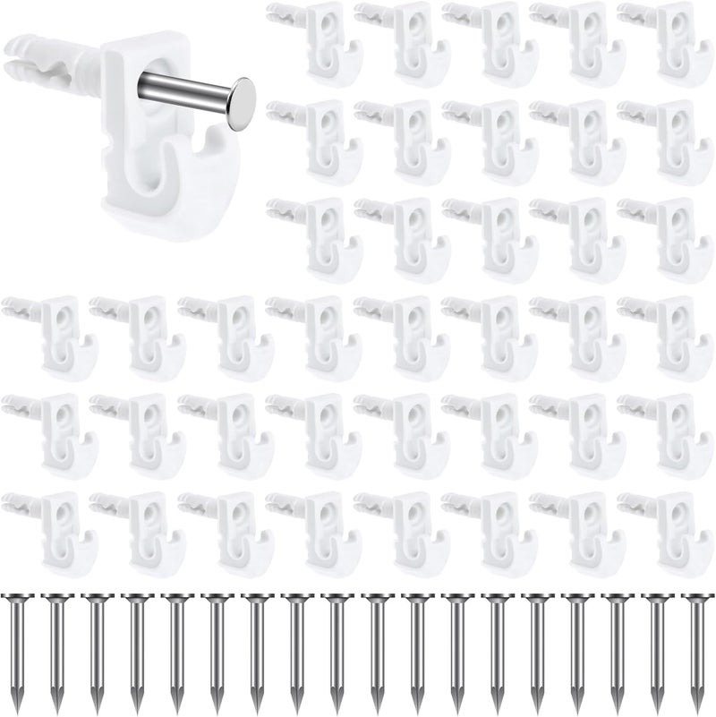 whumsdog 48 Pack Back Wall Clips for Drywall, Heavy Duty Shelf Clips for Wire Shelving, White Fixed Mount Drywall Wire Shelf Back Wall Clips Shelf Brackets Included Screws and Clips with Expansion Tubes - Image 1